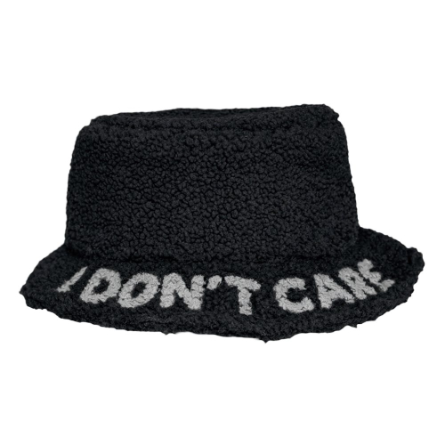 Cappello bucket in tessuto effetto bouclé. Decoro I DON'T CARE.