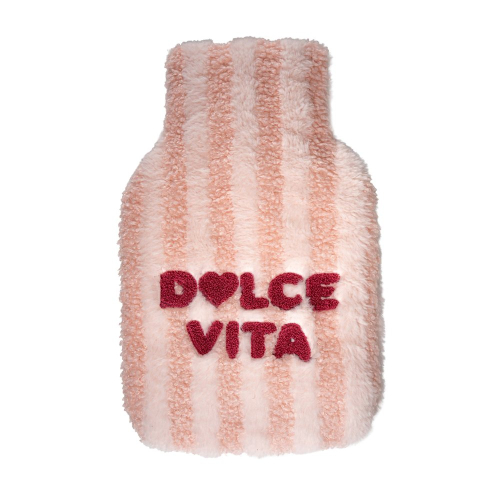 Borsa riscaldante in tessuto effetto bouclé. Decoro DOLCE VITA.