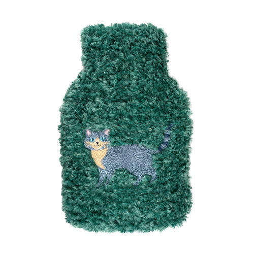 Borsa riscaldante in tessuto effetto bouclé. Decoro GATTO.
