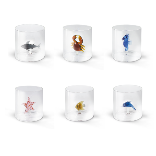 Il Mondo Marino - Set 6 bicchieri con soggetto colorato