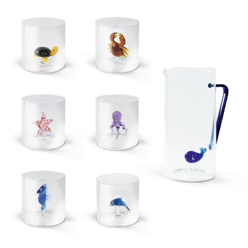 Il mondo marino - Set 6 bicchieri con caraffa