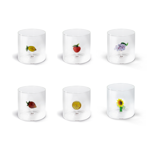 Il frutteto - Set 6 bicchieri con soggetto colorato